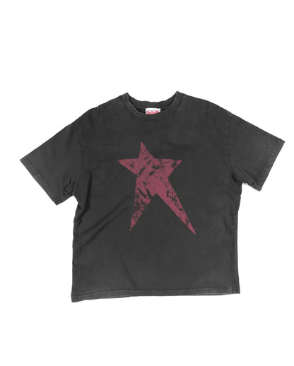 BLACK CROPPED TRAUMA STAR TEE