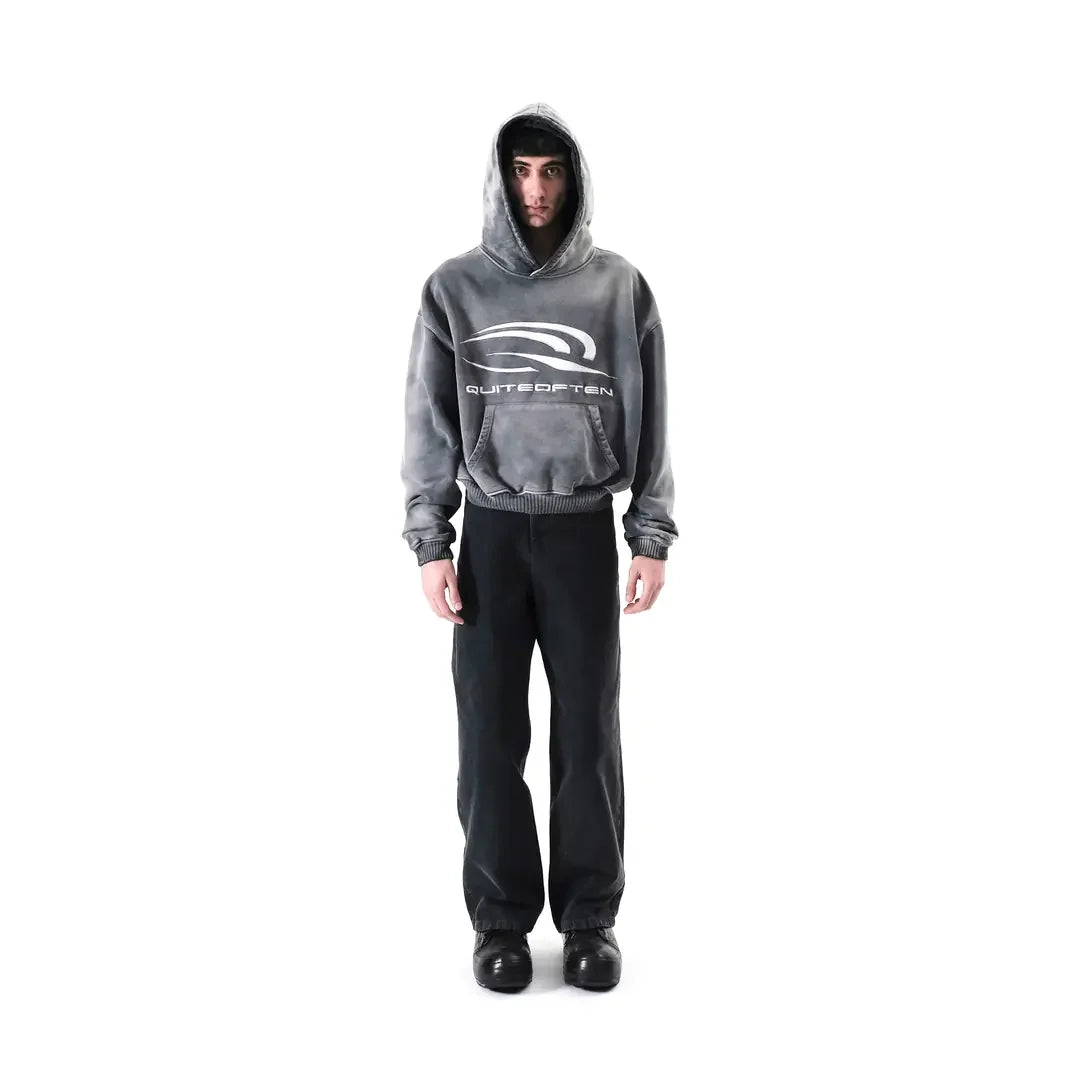 GREY FADED LOGO HOODIE