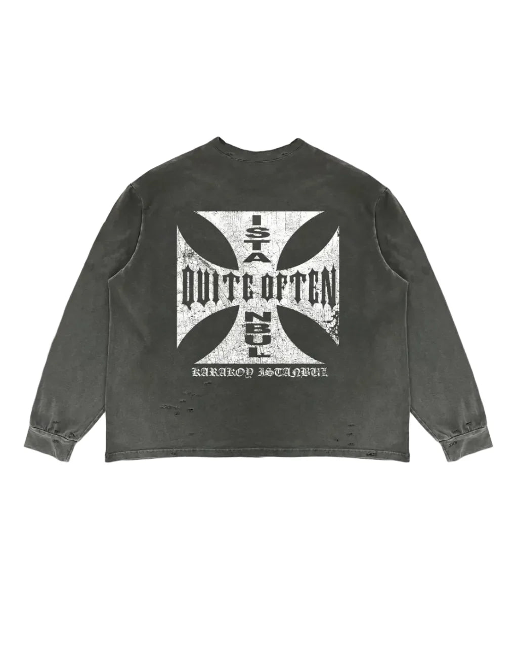 GREY DISTRESSED CROSS LONGSLEEVE